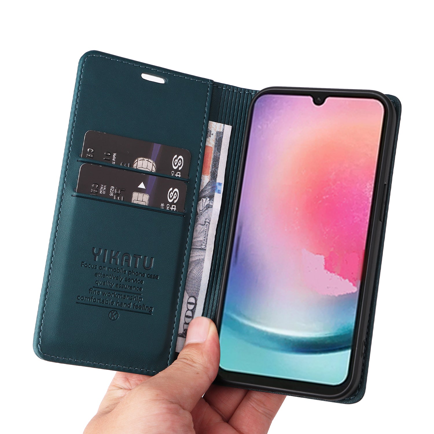 YIKATU YK-001 til Samsung Galaxy A24 4G PU læder flip cover pungtelefon etui med stativ YIKATU YK-001 til Samsung Galaxy A24 4G PU læder flip cover pungtelefon etui med stativ